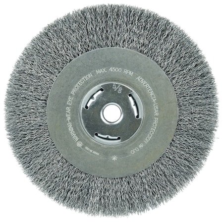 Weiler 8" Crimped Wire Wheel .014" Steel Fill Wide Face 5/8" Arbor Hole 36206